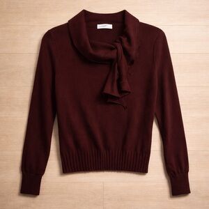 Ball of Cotton Women's Burgundy Cowl-Neck Tie Sweater